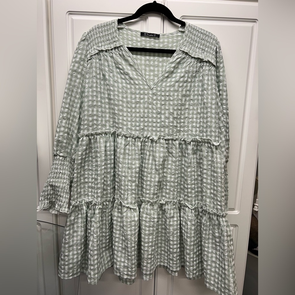 Simplee Apparel Mint Green Gingham Mini Dress